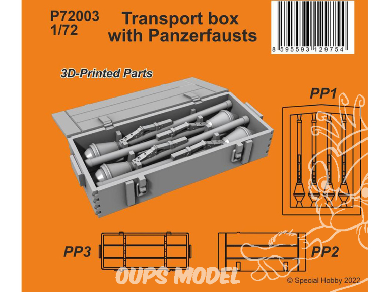 Special Hobby 3D Print militaire P72003 Boîte de transport avec Panzerfausts 1/72