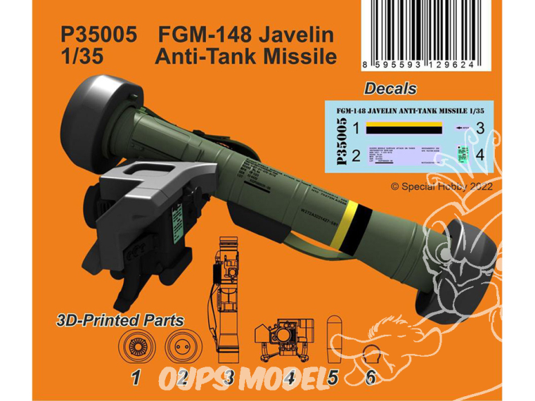 Special Hobby 3D Print militaire P35005 Missile antichar FGM-148 Javelin 1/35