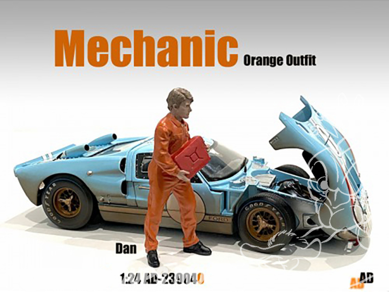 American Diorama figurine AD-23904O Mécanicien - Dan (Orange) 1/24