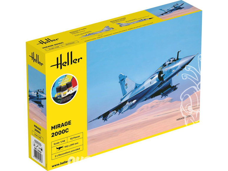 Heller maquette avion 56426 STARTER KIT Mirage 2000 C inclus peintures principale colle et pinceau 1/48