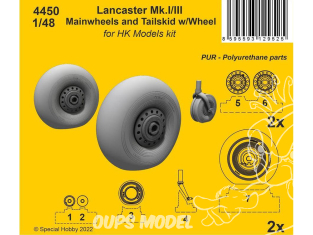 CMK kit resine 4450 Roues principales et roue arrière Lancaster Mk.I/III kit HK Model 1/48