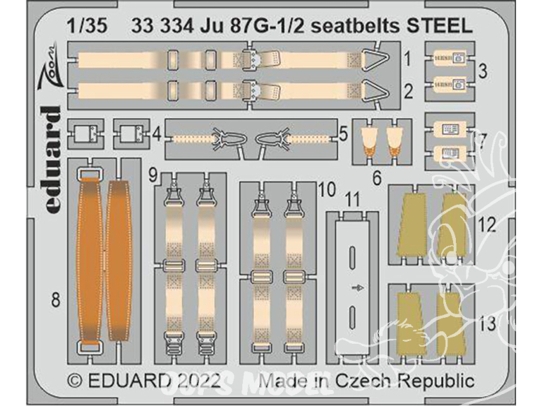 Eduard photodécoupe avion 33334 Harnais métal Junkers Ju 87G-1/2 Border Model 1/35