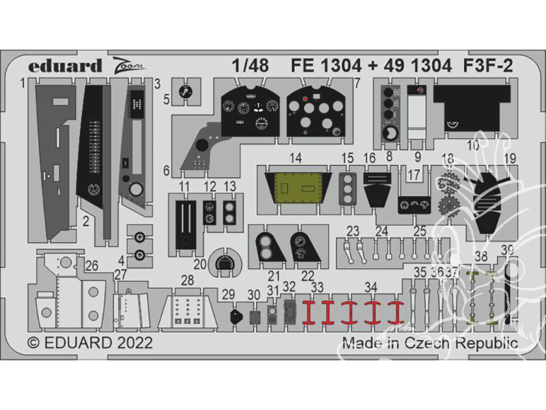 EDUARD photodecoupe avion 491304 Amélioration F3F-2 Academy 1/48