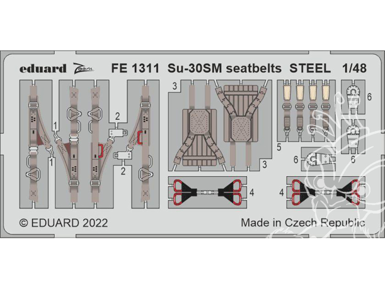 EDUARD photodecoupe avion FE1311 Harnais métal Sukhoi Su-30SM Great Wall Hobby 1/48