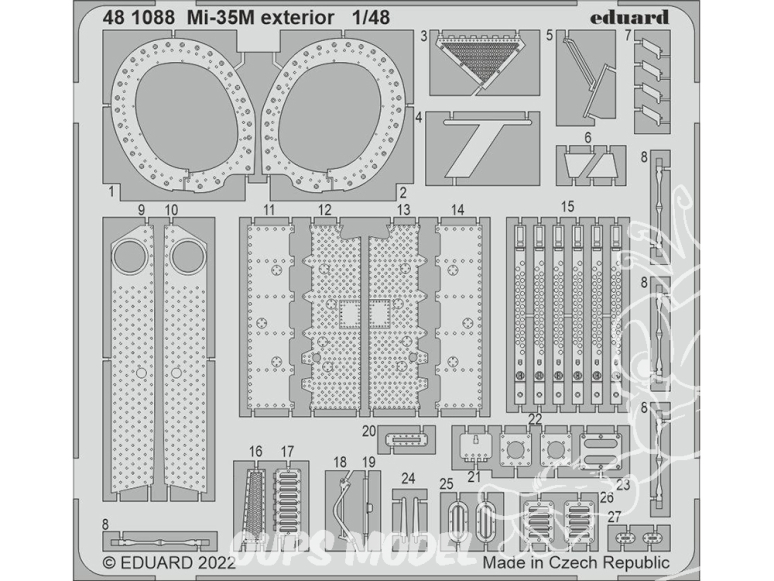 EDUARD photodecoupe hélicoptère 481088 Extérieur Mi-35M Zvezda 1/48