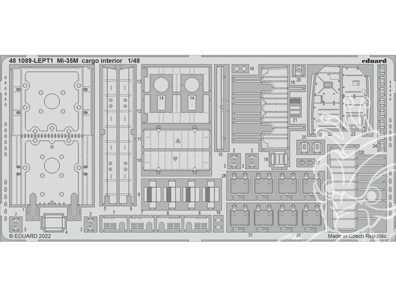 EDUARD photodecoupe hélicoptère 481089 Intérieur cargo Mi-35M Zvezda 1/48