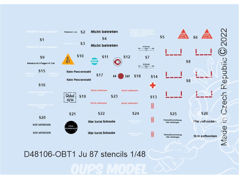 Eduard Decalques avion D48106 Marquages / Stencils Junkers Ju 87 Hasegawa / Airfix / Italeri 1/48