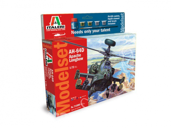 ITALERI maquette hélicoptère 71080 model set Boeing AH-64 Apache 1/72