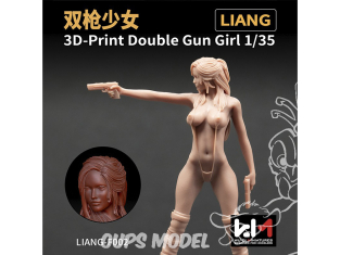 Liang Model figurine F002 Fille avec double gun 1/35
