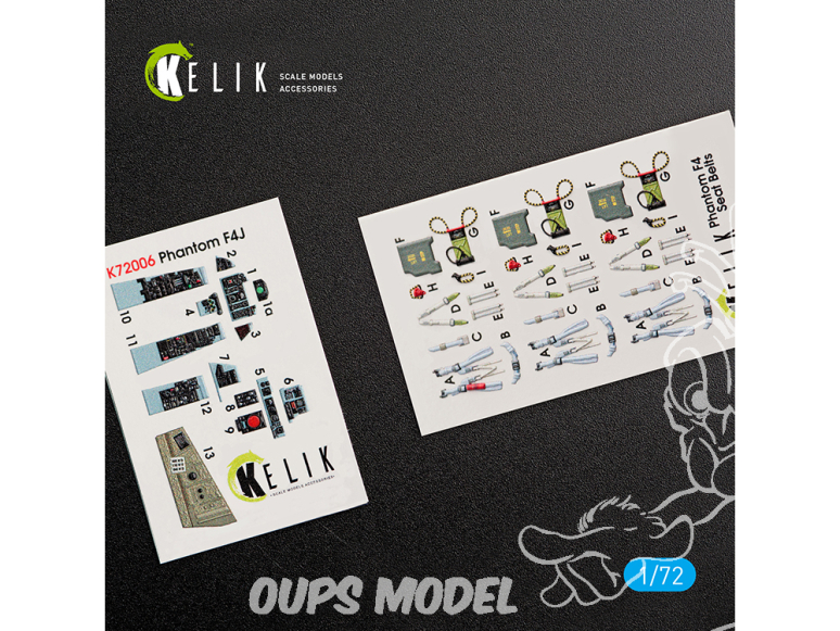 Kelik Decals 3D K72006 Décalcomanies 3D intérieures F-4J Phantom II pour le kit FineMolds 1/72