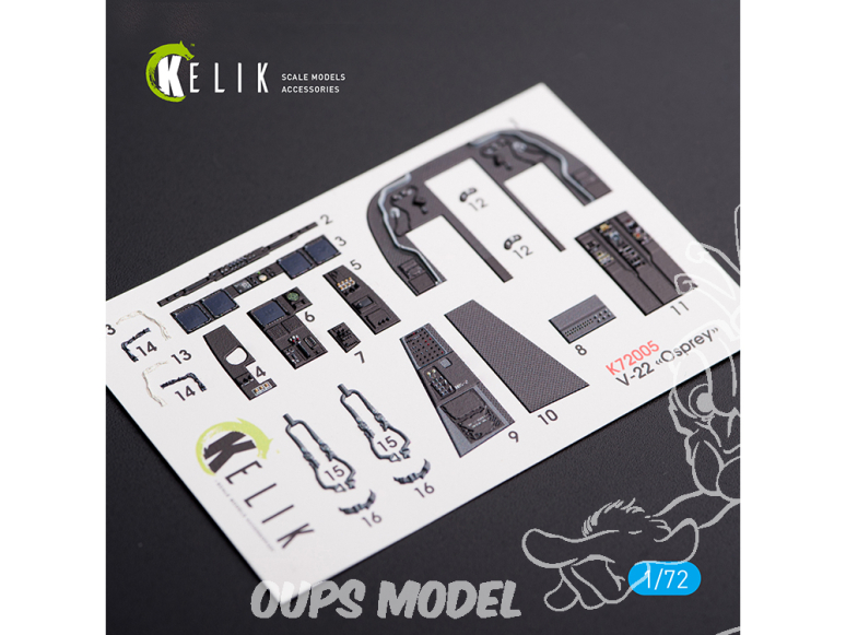 Kelik Decals 3D K72005 Décalcomanies 3D intérieures V-22 Osprey pour le kit Hasegawa 1/72