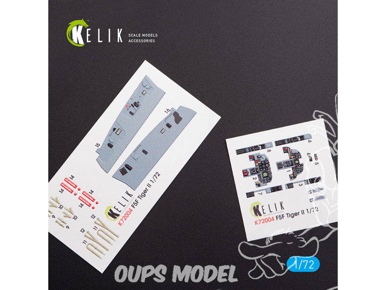 Kelik Decals 3D K72004 Décalcomanies 3D intérieures F-5F "Tiger II pour le kit Dream Model 1/72