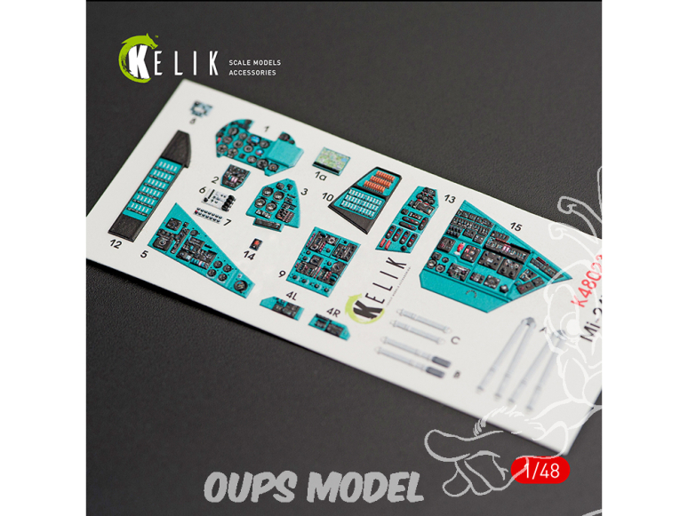 Kelik Decals 3D K48023 Décalques 3D intérieurs MI-24V pour kit Zvezda 1/48