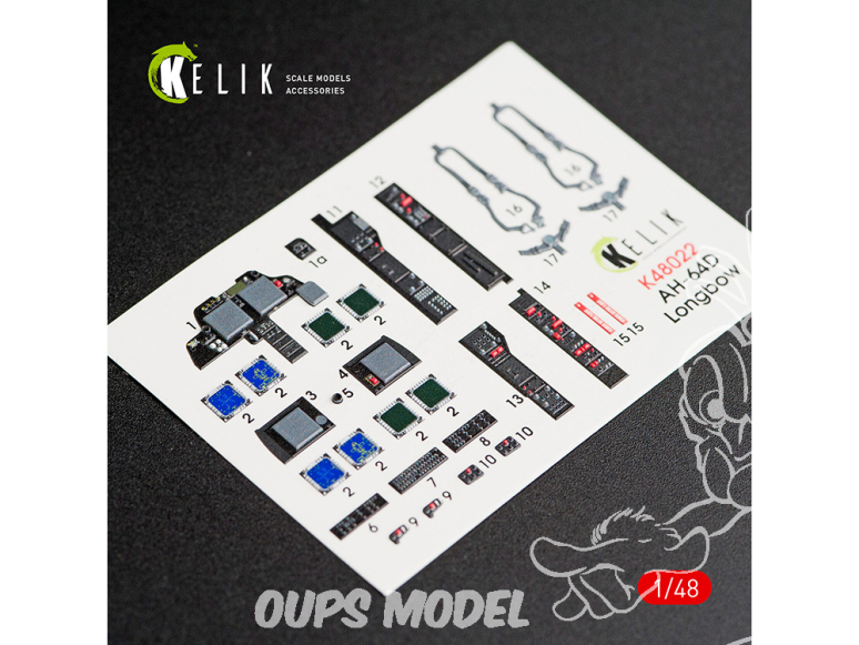 Kelik Decals 3D K48022 Décalques 3D intérieurs AH-64D Apache longbow pour kit Academy 1/48