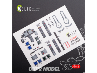 Kelik Decals 3D K48021 Décalques 3D intérieurs AH-64D Apache longbow pour kit hasegawa 1/48