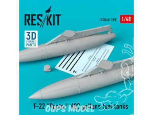 ResKit kit RSU48-0198 Réservoirs de carburant de 600 gallons F-22 "Raptor" 1/48