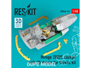 ResKit kit d'amelioration Avion RSU48-0142 Cockpit Mirage 2000C avec décalcomanies 3D pour kit Kinetic 1/48