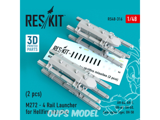 ResKit kit RS48-0316 M272 Lanceur 4 rails pour missiles Hellfire 2 pieces 1/48
