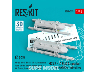ResKit kit RS48-0315 M272 Lanceur 2 rails pour missiles Hellfire 2 pieces 1/48