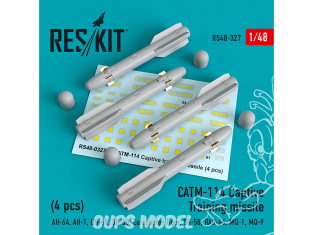 ResKit kit armement Avion RS48-0327 Missiles d'entraînement captifs CATM-114 (4 pièces) 1/48