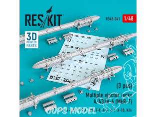 ResKit kit d'amelioration Avion RS48-0341 Racks d'éjecteurs multiples A/A37B-6 (MER-7) (3 pièces) 1/48