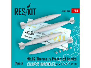 ResKit kit armement Avion RS48-0344 Bombes à protection thermique Mk.82 4 pieces 1/48