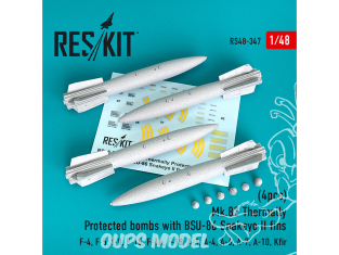 ResKit kit armement Avion RS48-0347 Bombes à protection thermique Mk.82 avec ailerons BSU-86 Snakeye II 4 pieces 1/48