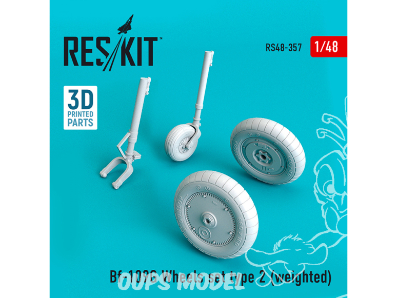 ResKit kit d'amelioration avion RS48-0357 Jeu de roues Bf-109G type 2 1/48