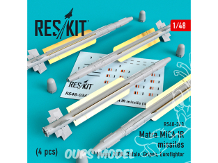 ResKit kit armement Avion RS48-0363 Matra MICA IR missiles 4 pieces 1/48