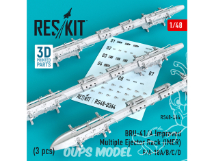 ResKit kit armement Avion RS48-0364 BRU-41/A Rack d'éjecteurs multiples amélioré (IMER) 3 pièces 1/48