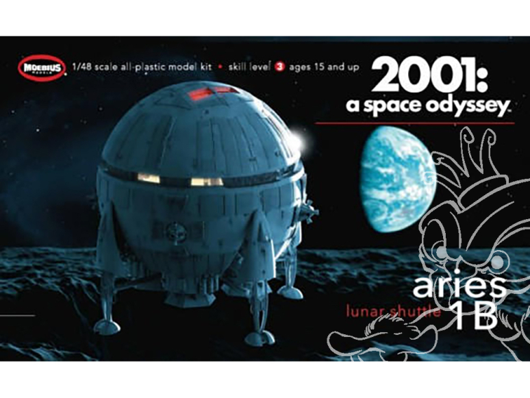 Moebius maquette serie télé 2001-7 Aries 1B Navette lunaire 2001 L'odyssée de l'espace 1/48