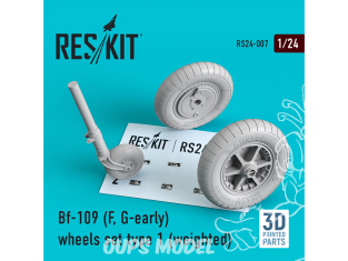 ResKit kit d'amelioration avion RS24-0007 Ensemble de roues lesté set type 1 pour Bf-109 (F, G-early) 1/24