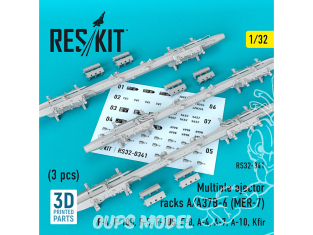 ResKit kit RS32-0341 Multiple ejector racks A/A37B-6 (MER-7) 3 pièces 1/32