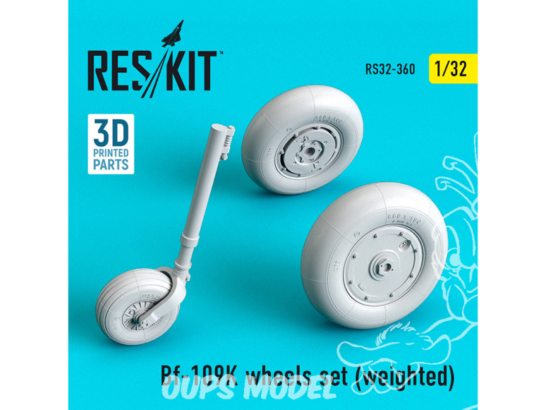 ResKit kit d'amelioration avion RS32-0360 Ensemble de roues lesté pour Bf-109K 1/32