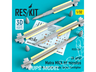 ResKit kit RS32-0362 Matra MICA RF missiles 4 pièces 1/32