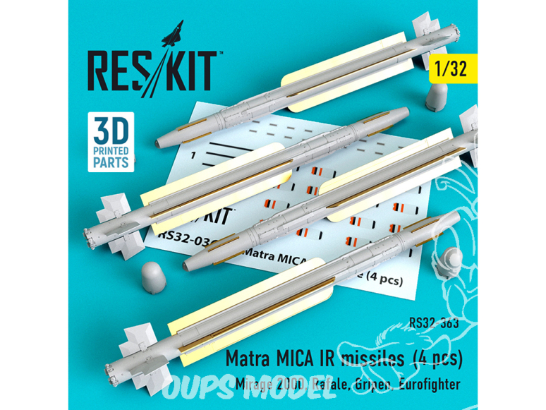 ResKit kit RS32-0363 Matra Matra MICA IR missiles 4 pièces 1/32