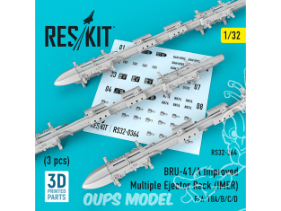 ResKit kit RS32-0364 BRU-41/A Rack d'éjecteurs multiples amélioré (IMER) 3 pièces 1/32