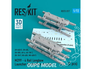 ResKit kit d'amelioration Avion RS72-0316 4 Rail Launcher for Hellfire missiles 4pièces 1/72