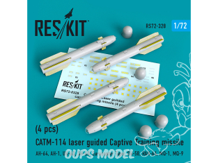 ResKit kit armement Hélico RS72-0328 CATM-114 laser guided Captive Training missiles (4 pièces) 1/72