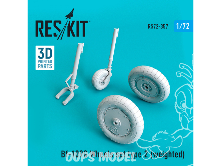 ResKit kit d'amelioration avion RS72-0357 Jeu de roues lesté pour Bf-109G type 2 1/72