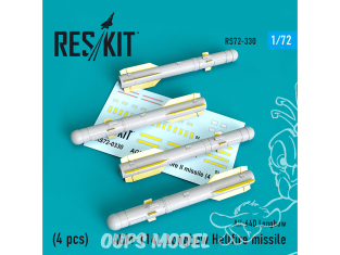 ResKit kit armement Hélico RS72-0330 AGM-114L Longbow Hellfire missiles (4 pièces) 1/72