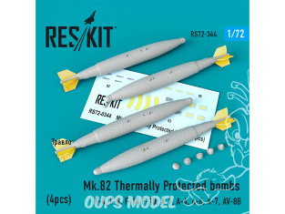 ResKit kit armement Avion RS72-0344 Bombes à protection thermique Mk.82 (4 pièces) 1/72