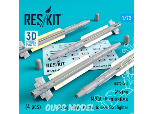ResKit kit armement Avion RS72-0363 Matra MICA IR missiles (4 pièces) 1/72