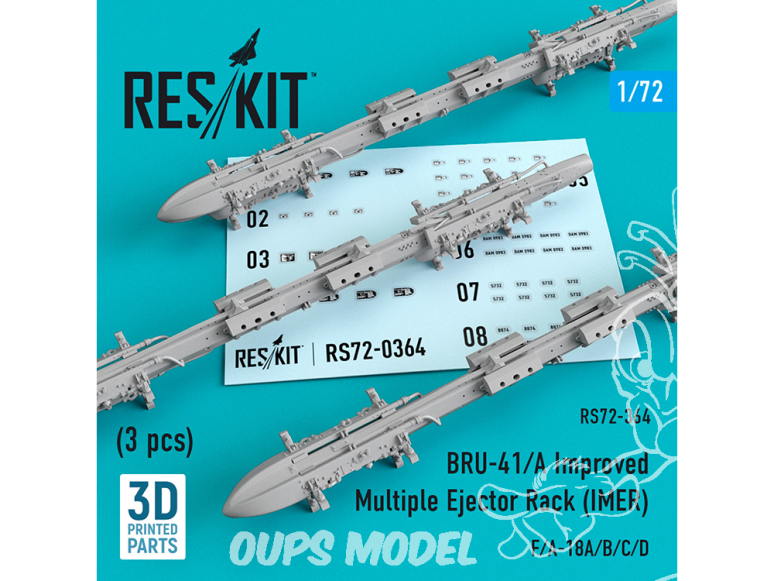 ResKit kit armement Avion RS72-0364 BRU-41/A Improved Multiple Ejector Rack (IMER) (3 pièces) 1/72