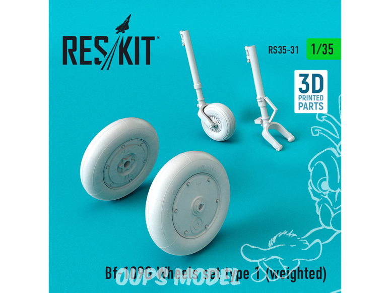 ResKit Kit RS35-0031 Ensemble de roues lestées en résine pour Bf-109G type 1 1/35