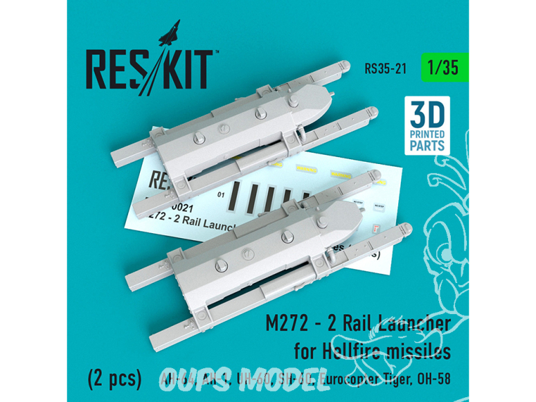 ResKit Kit RS35-0021 M272 Lanceur à 2 rails pour missiles Hellfire (2 pièces) 1/35