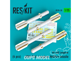 ResKit Kit RS35-0030 AGM-114L Missiles Longbow Hellfire (4 pièces) 1/35