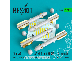 ResKit Kit RS35-0029 Missiles AGM-114K Hellfire II (4 pièces) 1/35