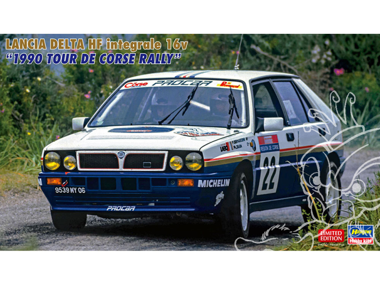 Hasegawa maquette voiture 20573 Lancia Delta HF Intégrale 16v « Rallye du Tour de Corse 1990 » 1/24