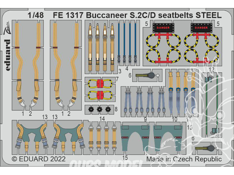 EDUARD photodecoupe avion FE1317 Harnais métal Buccaneer S.2C/D Airfix 1/48